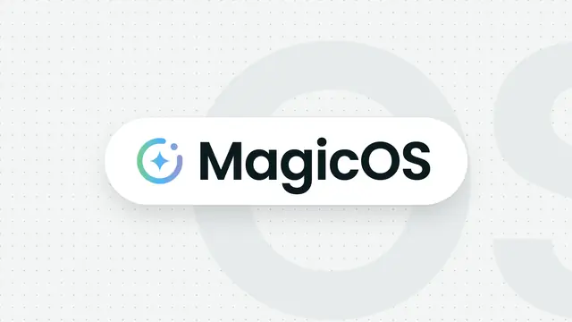 MagicOS logo in a white pill shape on a light grey background